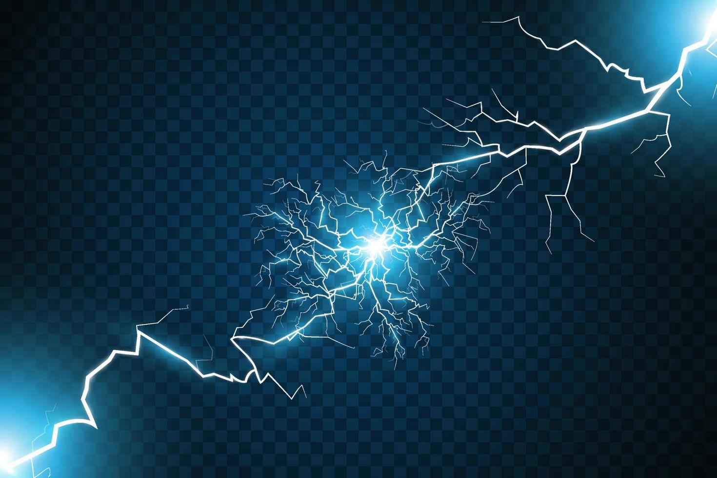 Blue Lightning magical and bright light effect. Thunderstorm with