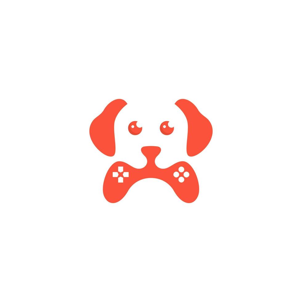 perro cabeza logo con juego controlador vector