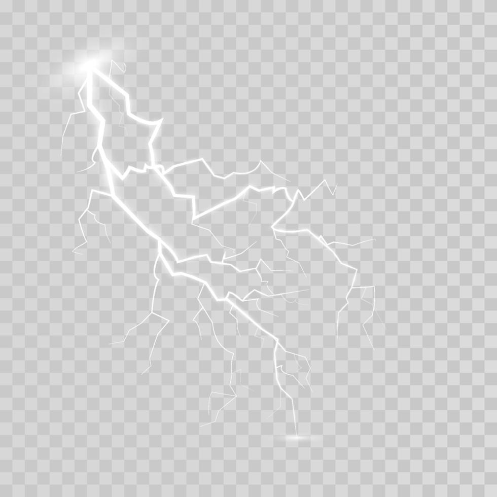 Lightning magical and bright light effect. Thunderstorm with lightning vector
