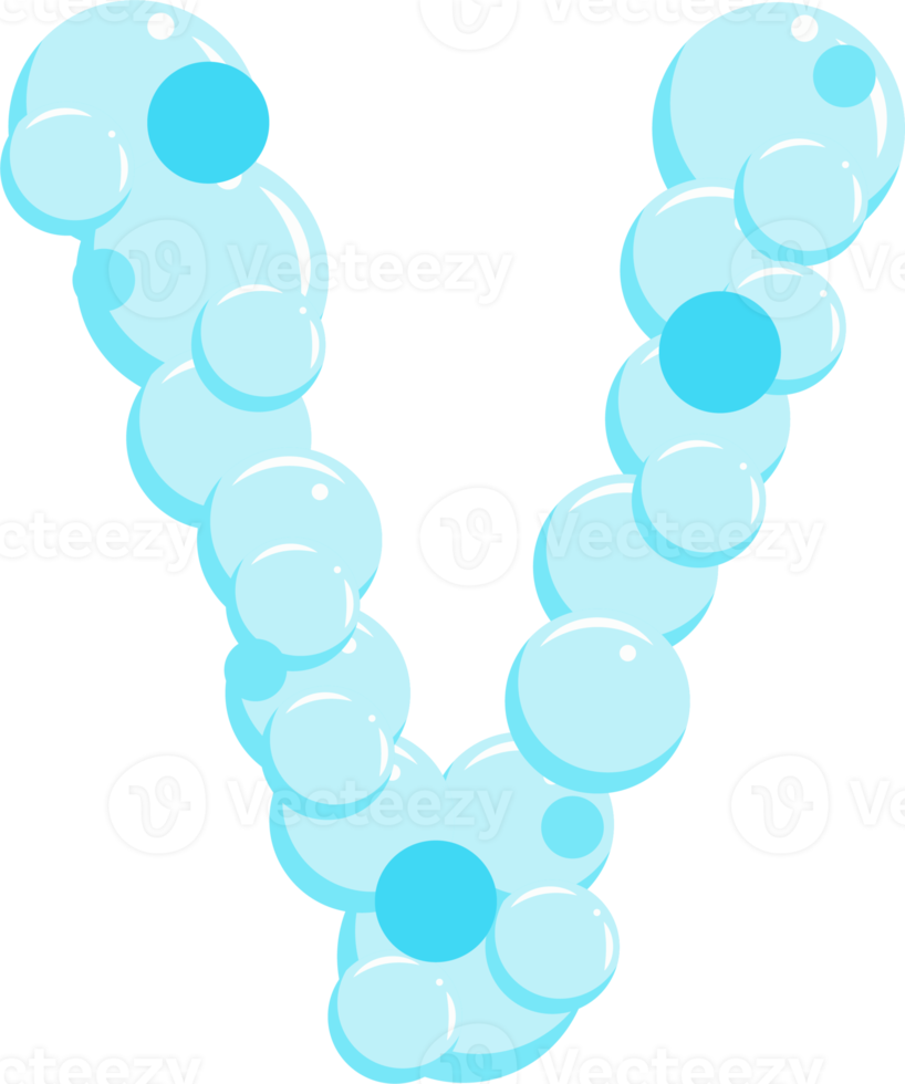 Alphabet of soap bubbles. Water suds letter V. Cartoon font 21519481 PNG