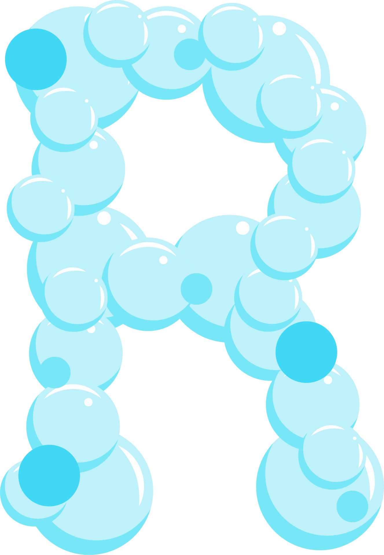 Alphabet of soap bubbles. Water suds letter R. Cartoon font 21519503 PNG