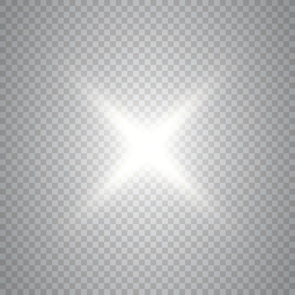 White star on a transparent background. The effect of glow and rays of light, glowing lights, sun. vector. vector