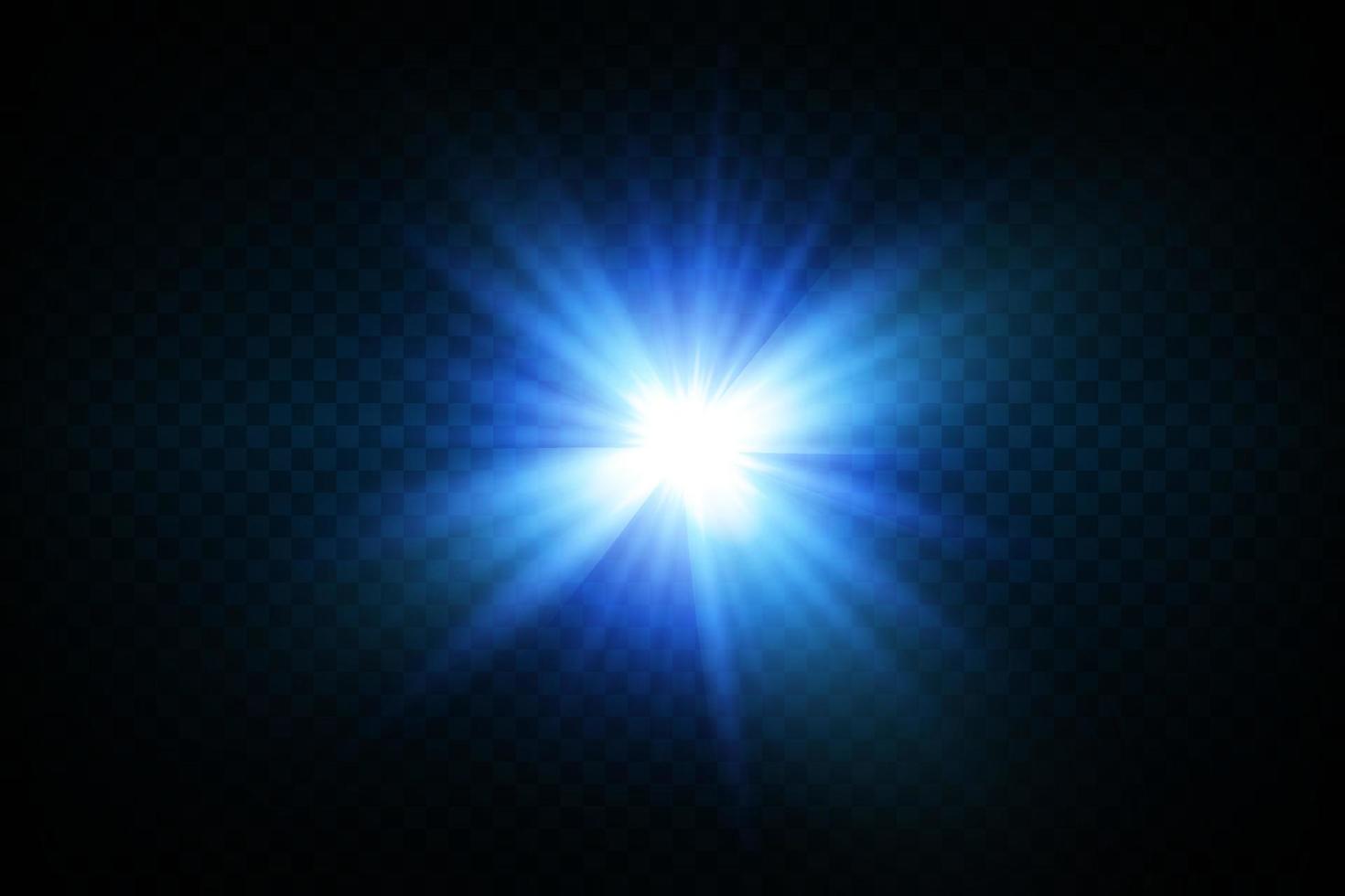 Glow light effect with blue sparks shining with special light. White glowing light. Starlight from rays. The sun is illuminated. Bright beautiful star. Sun light vector