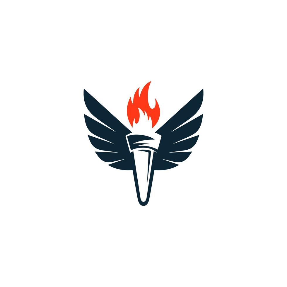 Logo with torch and wings vector