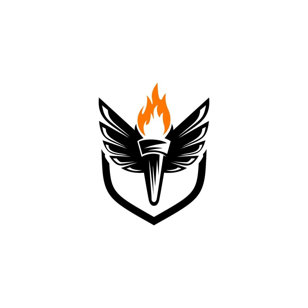 Logo with torch and wings vector