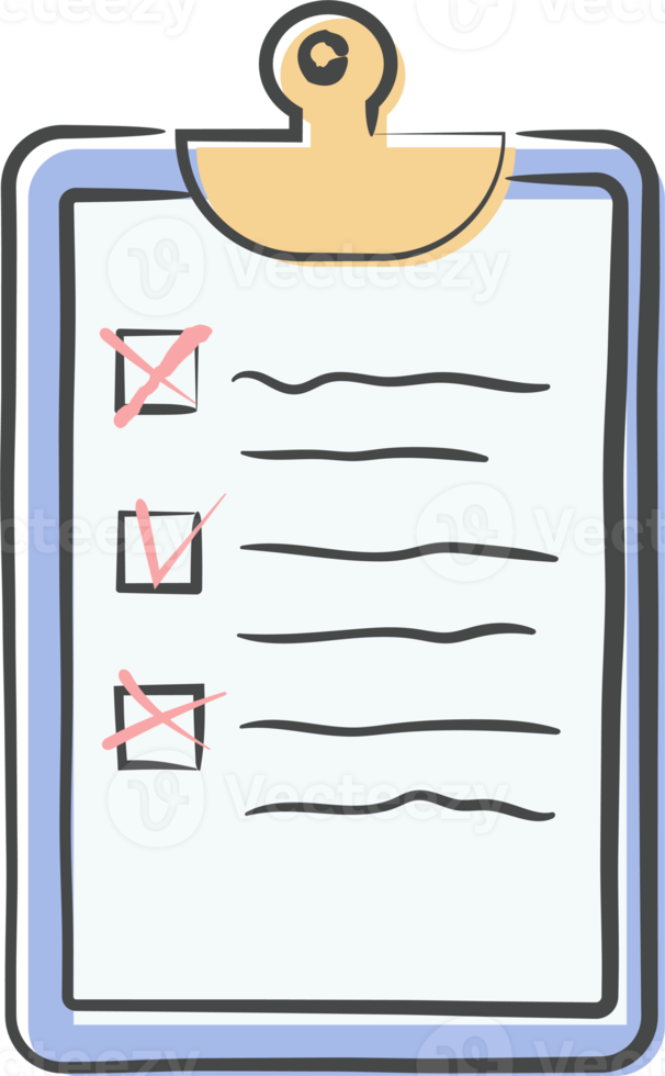 checklist tekening. hand- getrokken schetsen stijl png