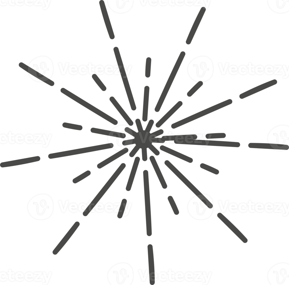 Sunburst radial rays. Star light explosion png