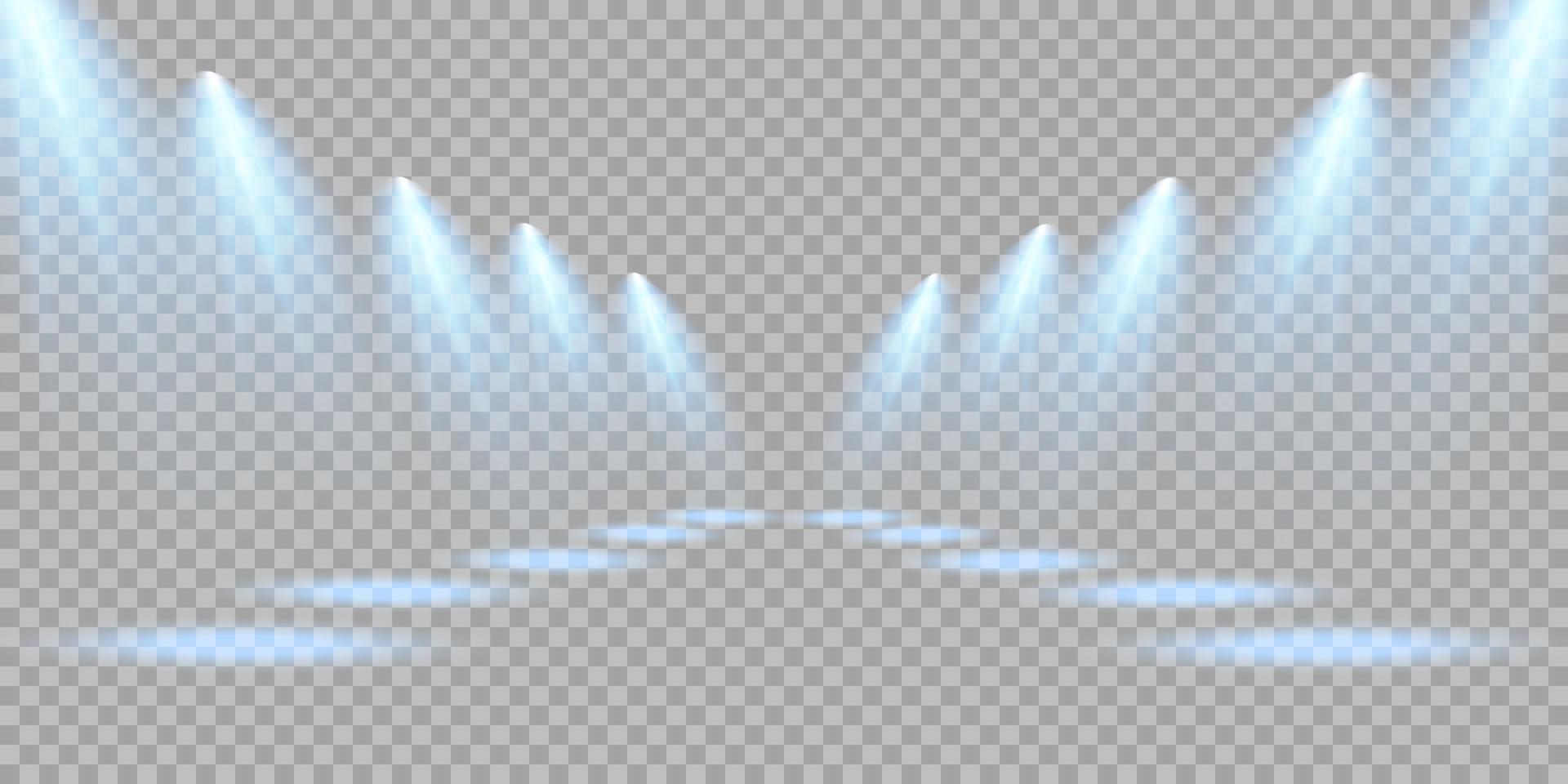 Blue Spotlights. Scene. Light Effects. Glow light effect. vector