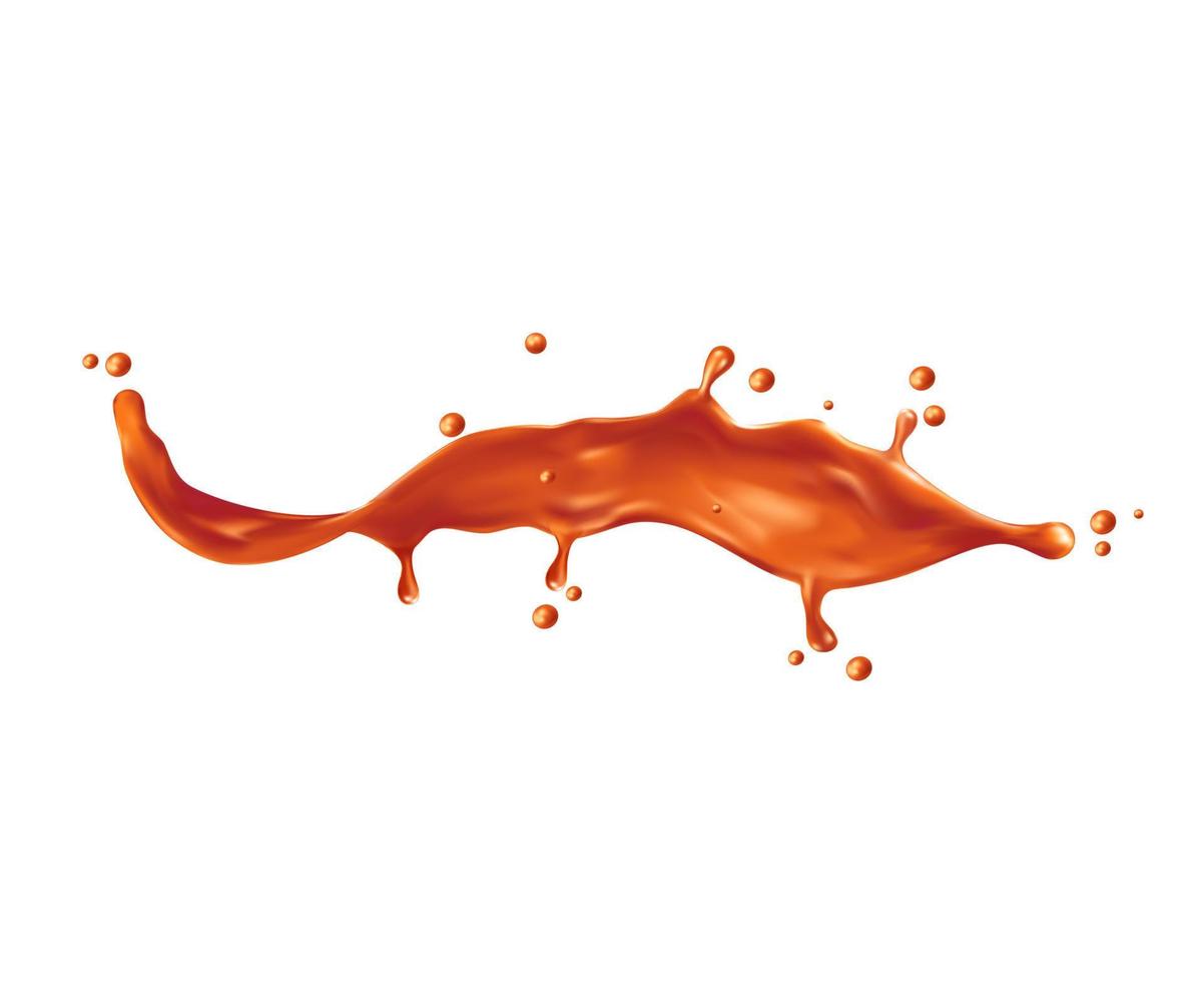 Caramel sauce wave flow splash, toffee cream vector