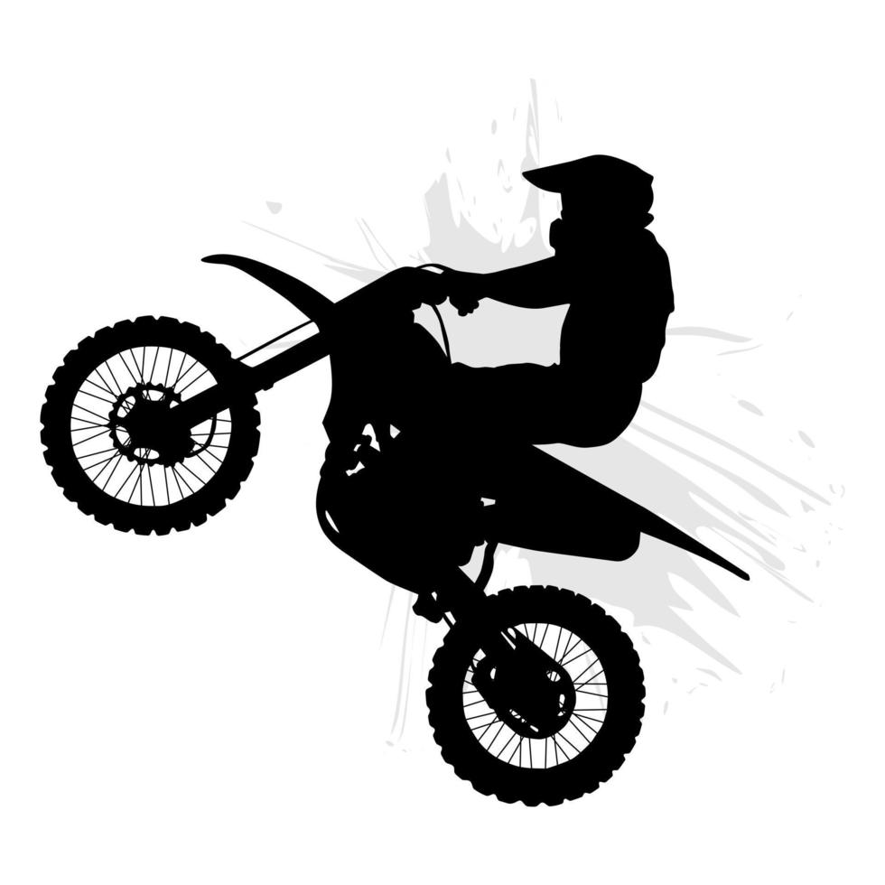 silueta de un motocross jinete haciendo un truco saltar. vector ilustración