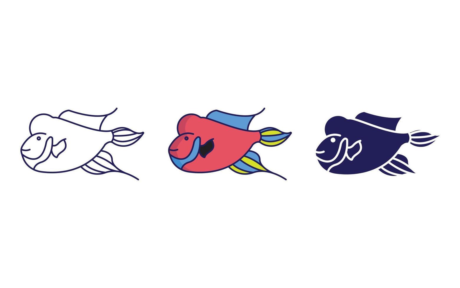Flower horn Fish vector icon