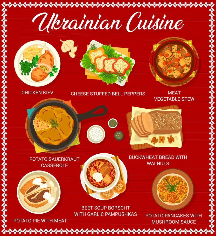 Ukrainian cuisine restaurant food menu page vector