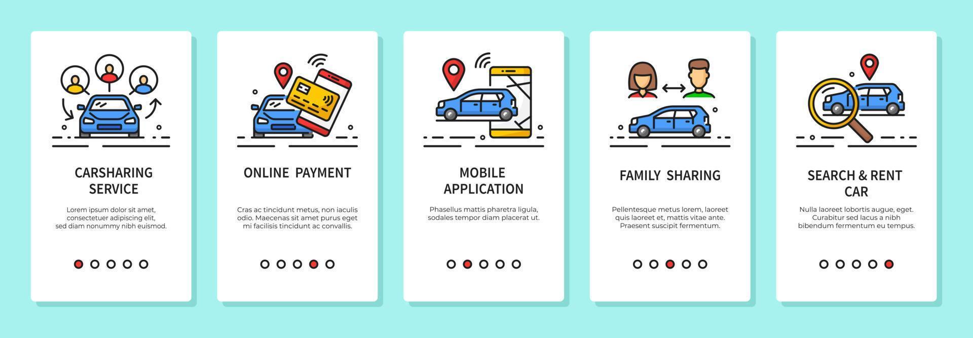 Car share service mobile app for phone, city taxi vector