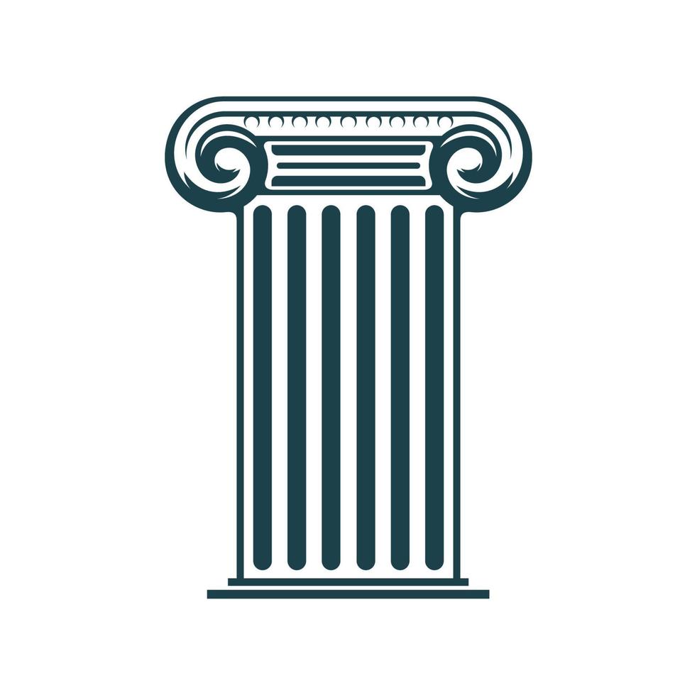 Ancient column or pillar icon, law office symbol vector