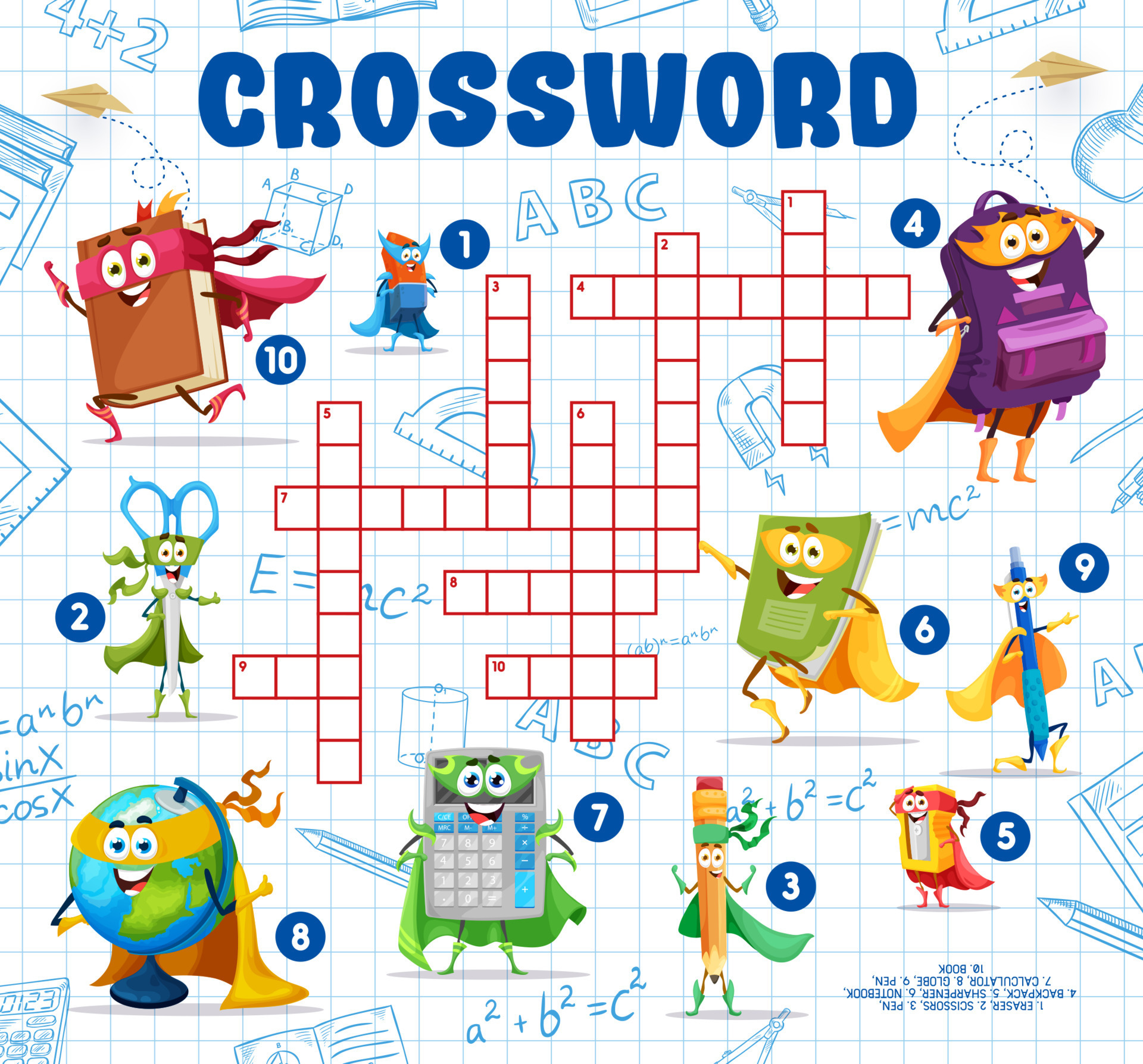 Crossword Quiz Game Cartoon Stationery Superhero 21519766 Vector Art Crossword Quiz Game Cartoon Stationery Superhero 21519766 Vector Art