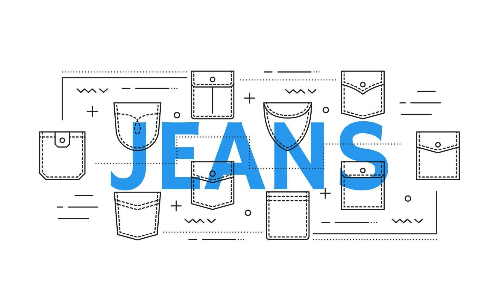 Jeans denim and jacket pockets of pants or shirt vector