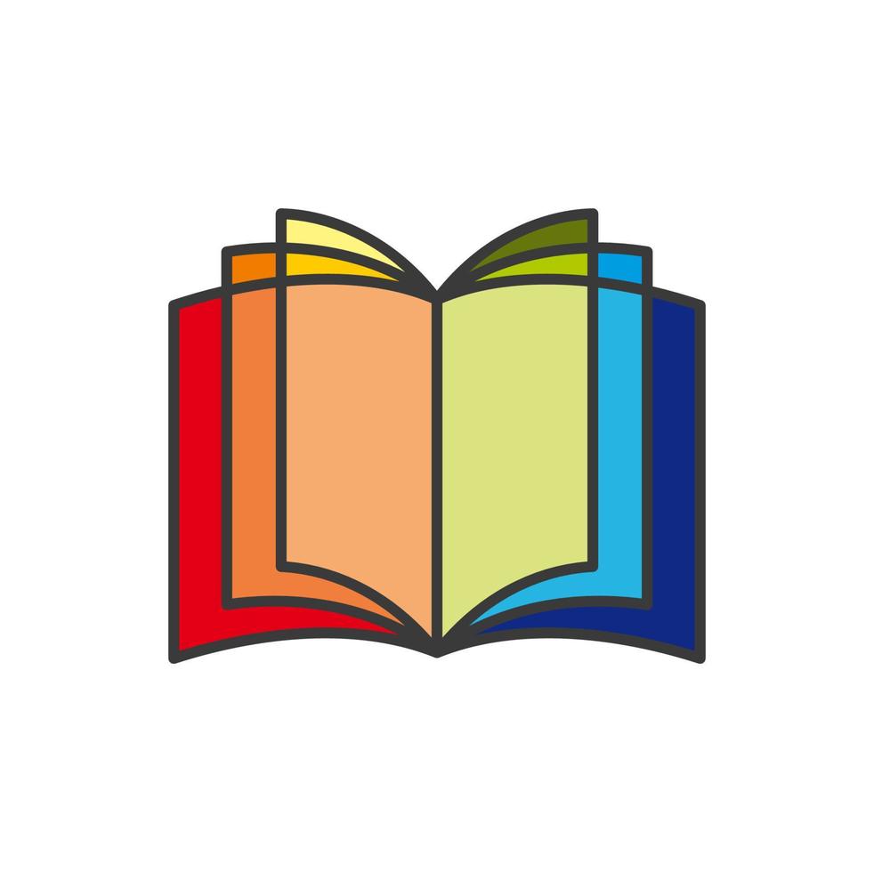 Colorful book icon, opened textbook pictogram vector