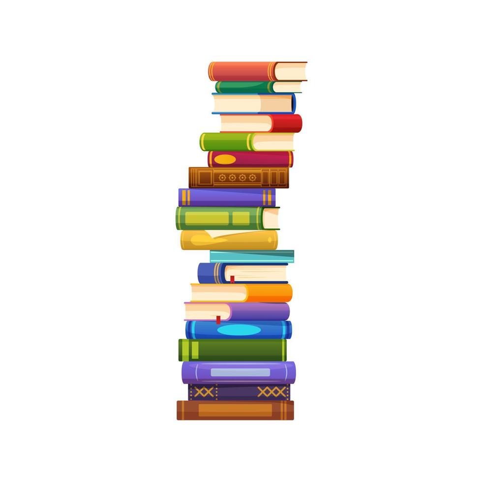 Stack of books, isolated vector pile of volumes