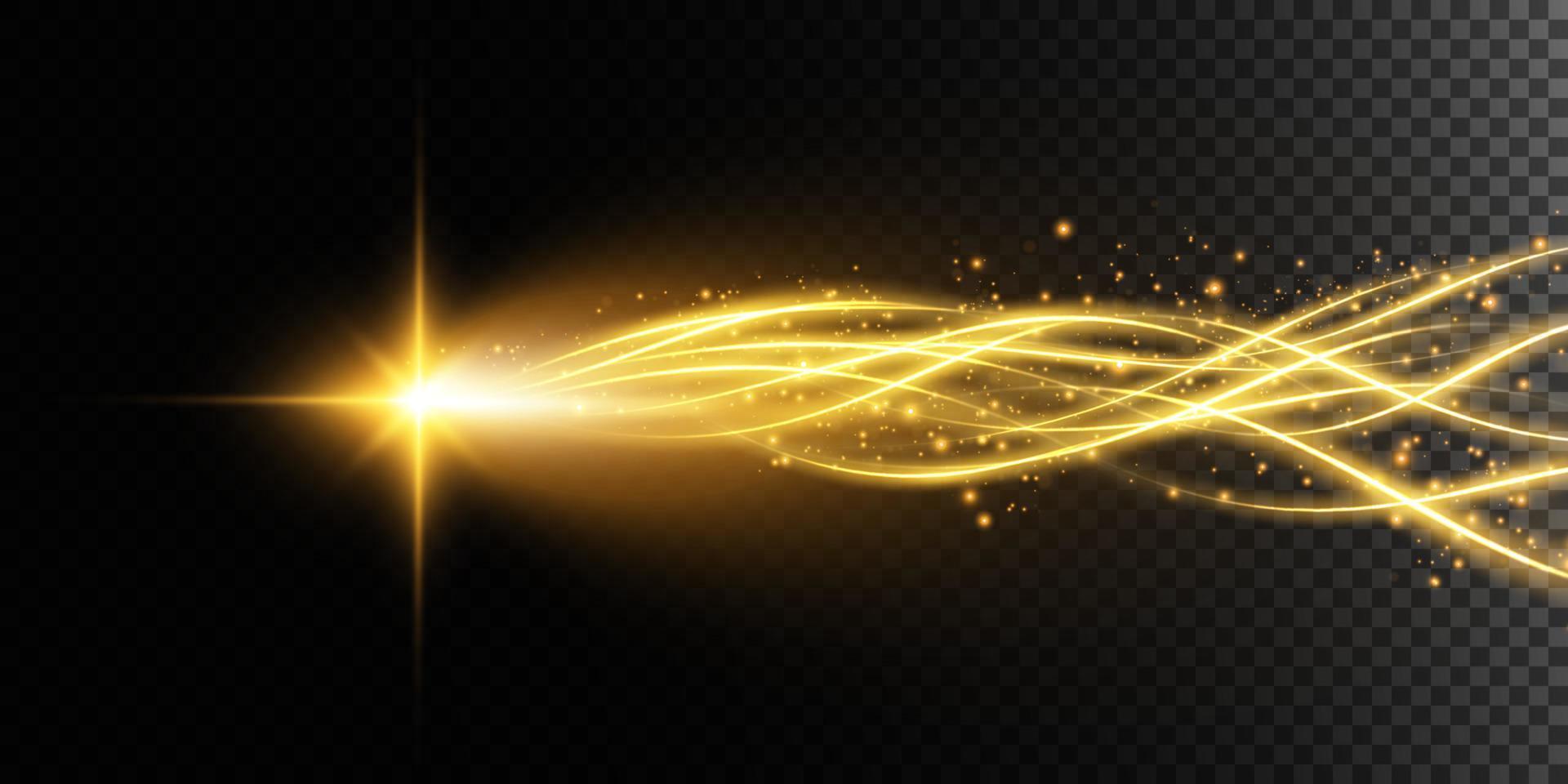 Golden star on a transparent background, the effect of glow and rays of light, glowing lights, sun.vector. vector