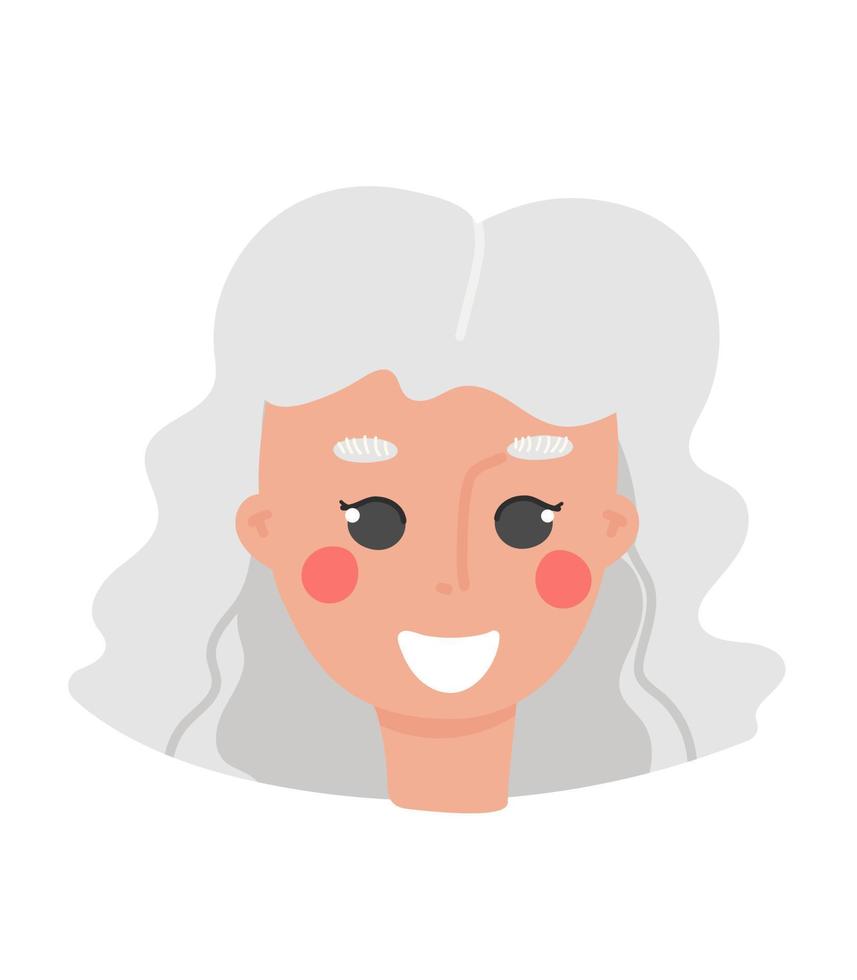 vector dibujos animados retrato de un niña con gris cabello. mujer con rubio pelo ilustración