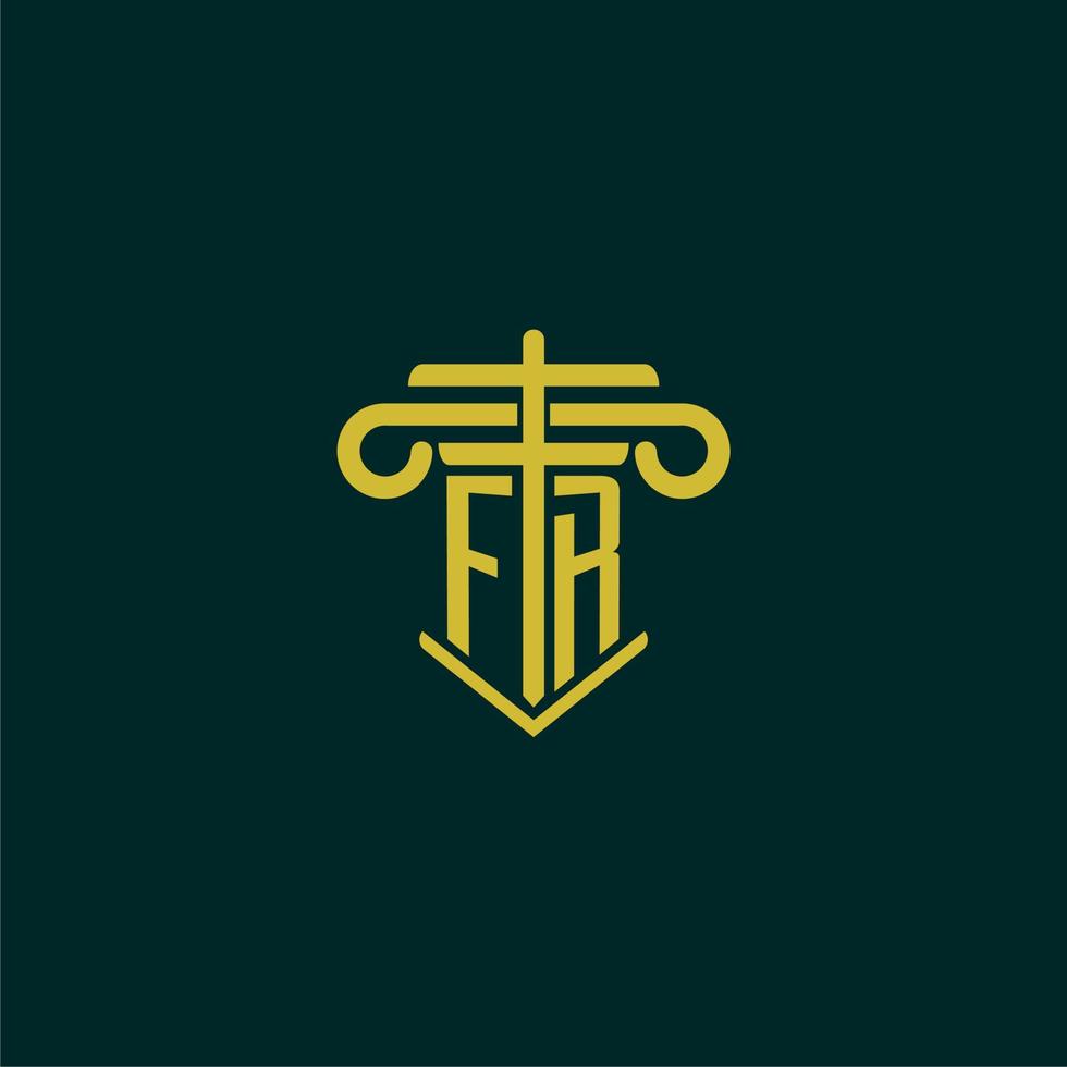 fr inicial monograma logo diseño para ley firma con pilar vector imagen