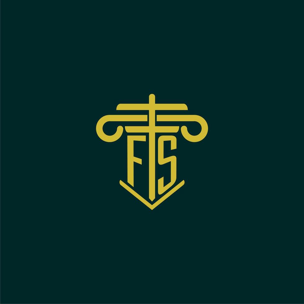 FS initial monogram logo design for law firm with pillar vector image