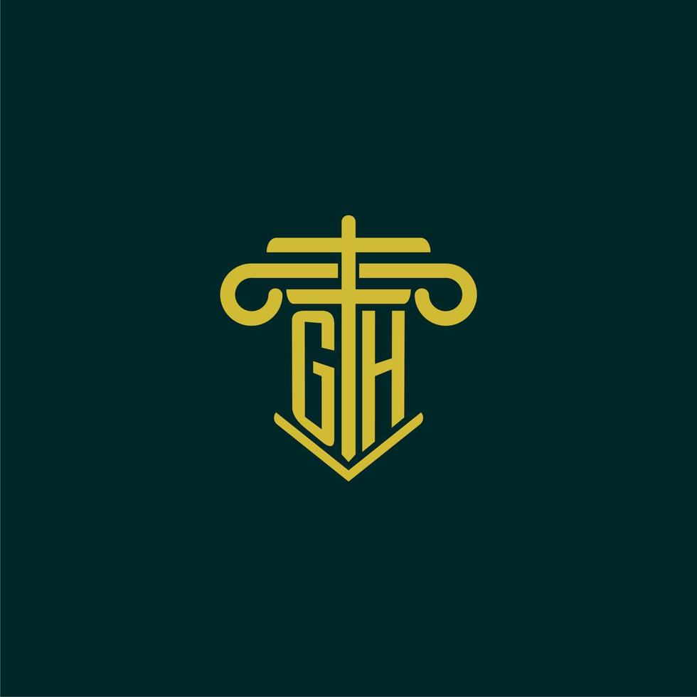 GH initial monogram logo design for law firm with pillar vector image