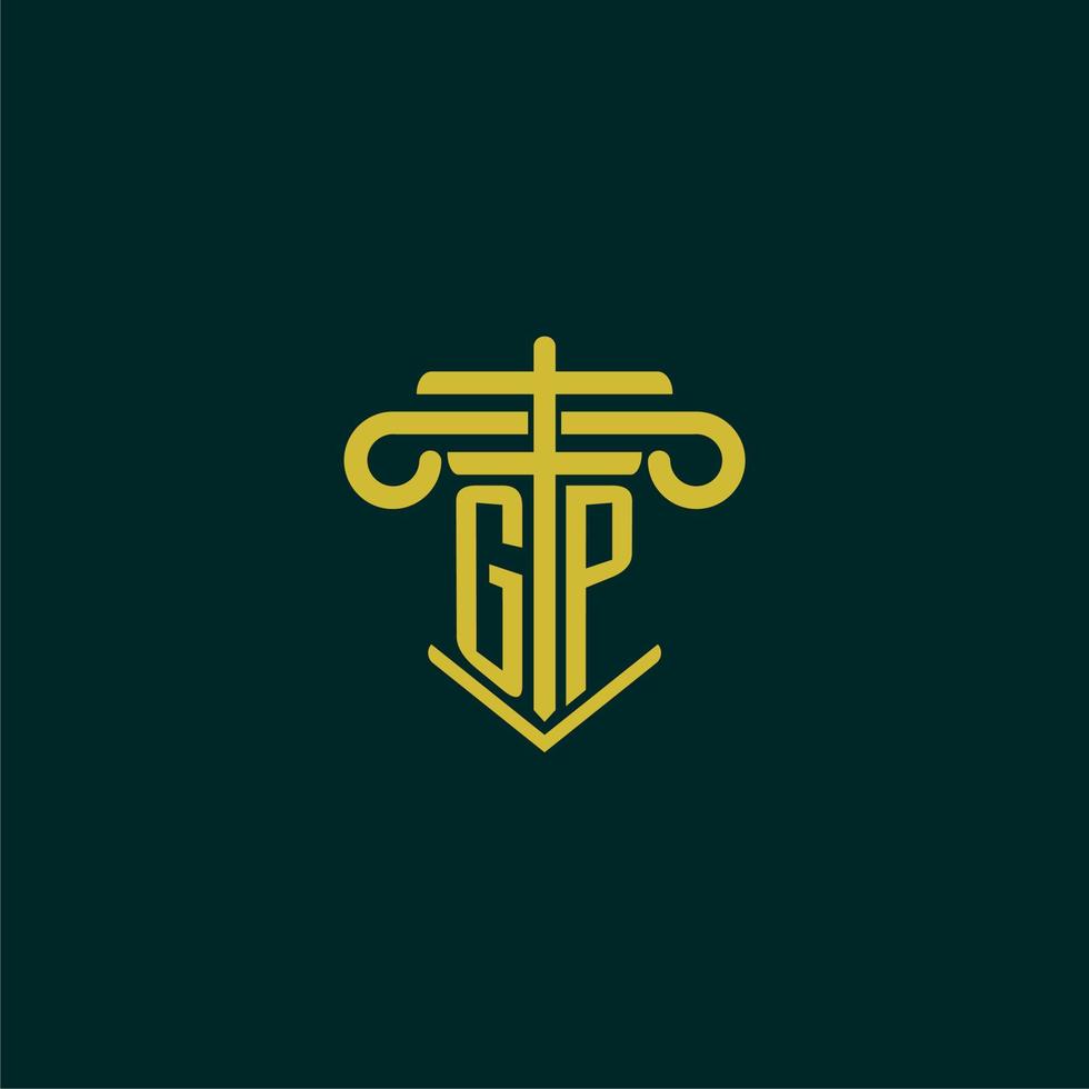 GP initial monogram logo design for law firm with pillar vector image