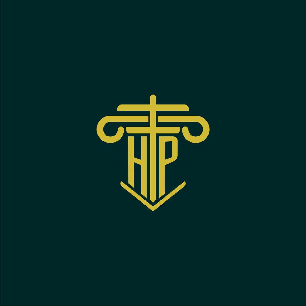 hp inicial monograma logo diseño para ley firma con pilar vector imagen