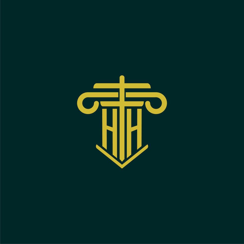 HH initial monogram logo design for law firm with pillar vector image