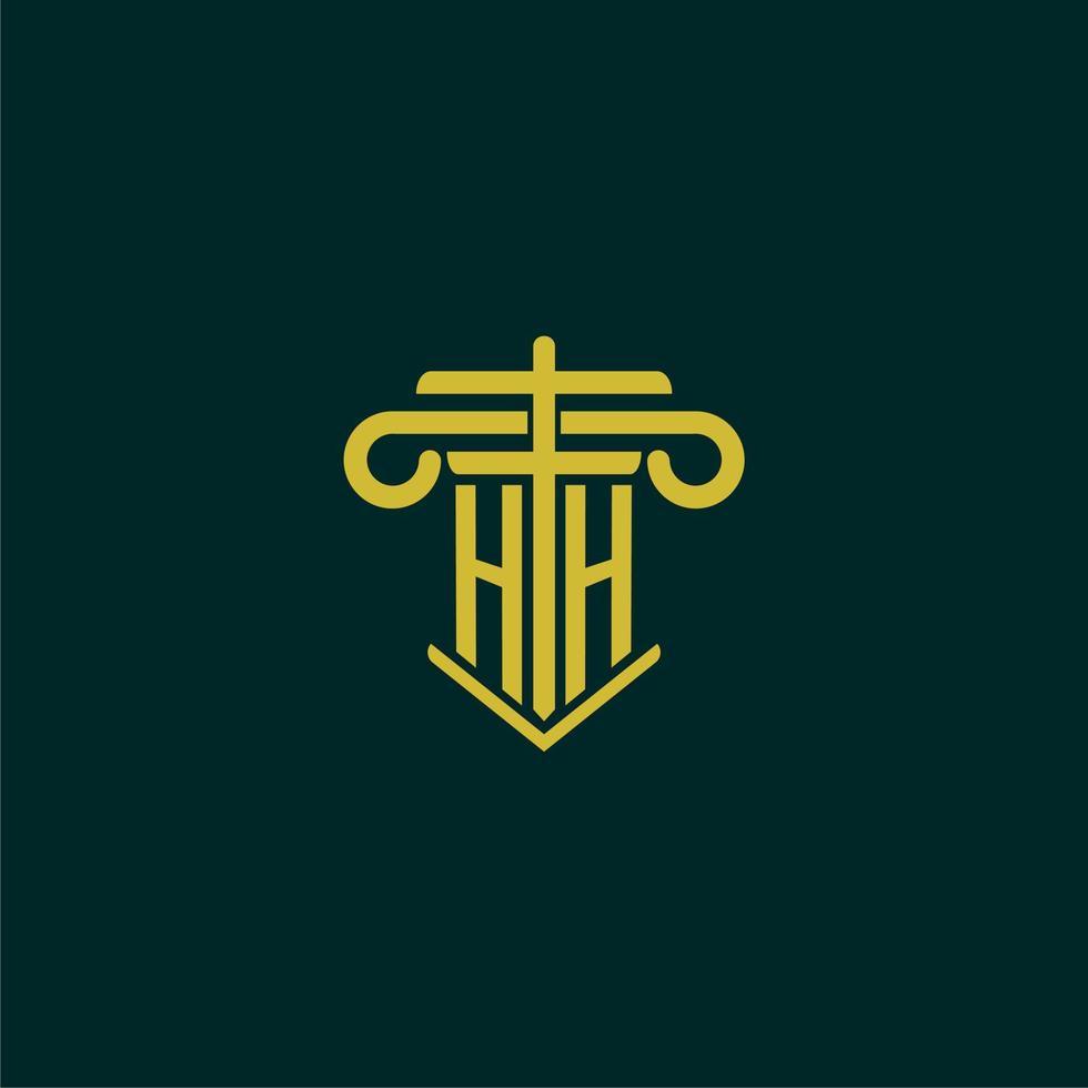 HH initial monogram logo design for law firm with pillar vector image