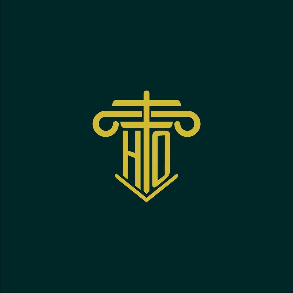HO initial monogram logo design for law firm with pillar vector image
