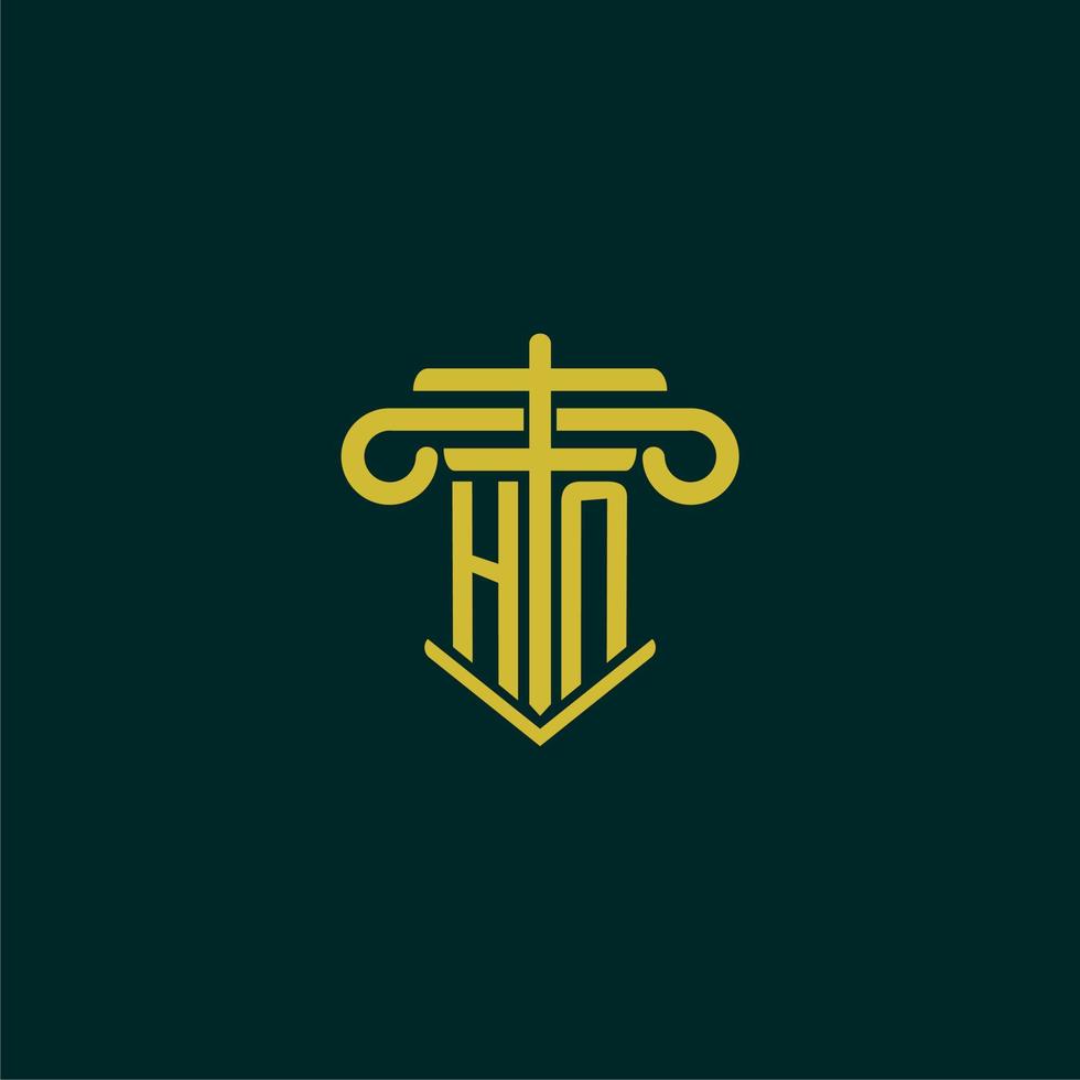 HN initial monogram logo design for law firm with pillar vector image