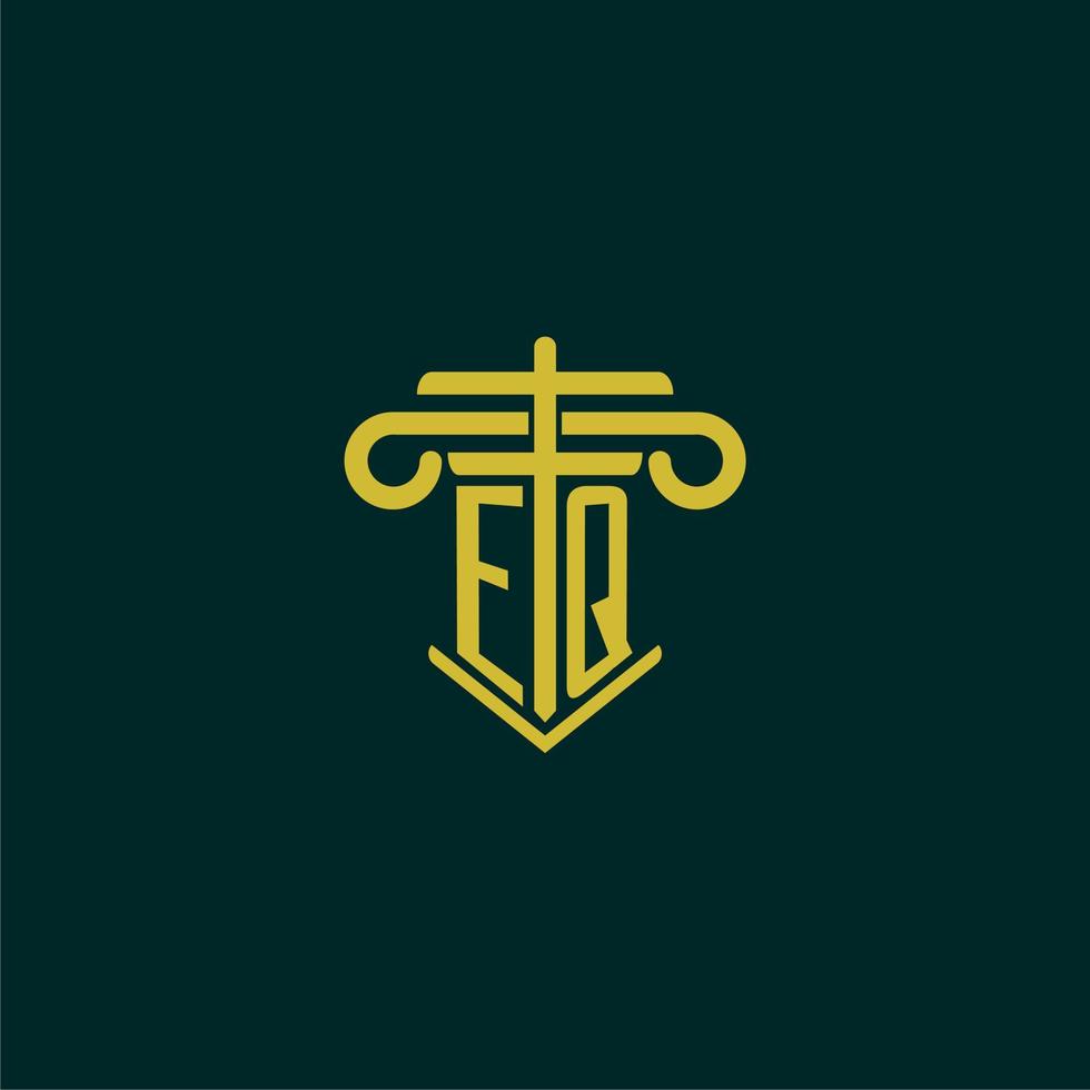 eq inicial monograma logo diseño para ley firma con pilar vector imagen