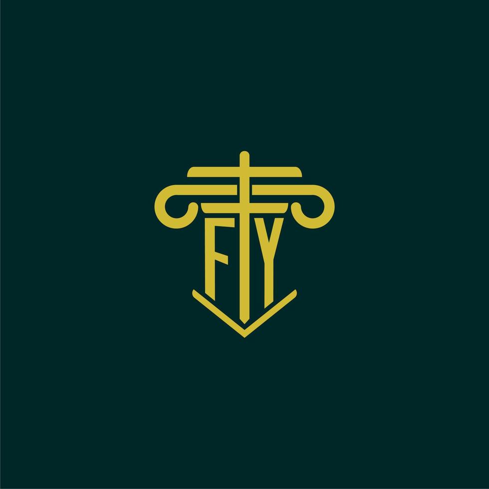 FY initial monogram logo design for law firm with pillar vector image