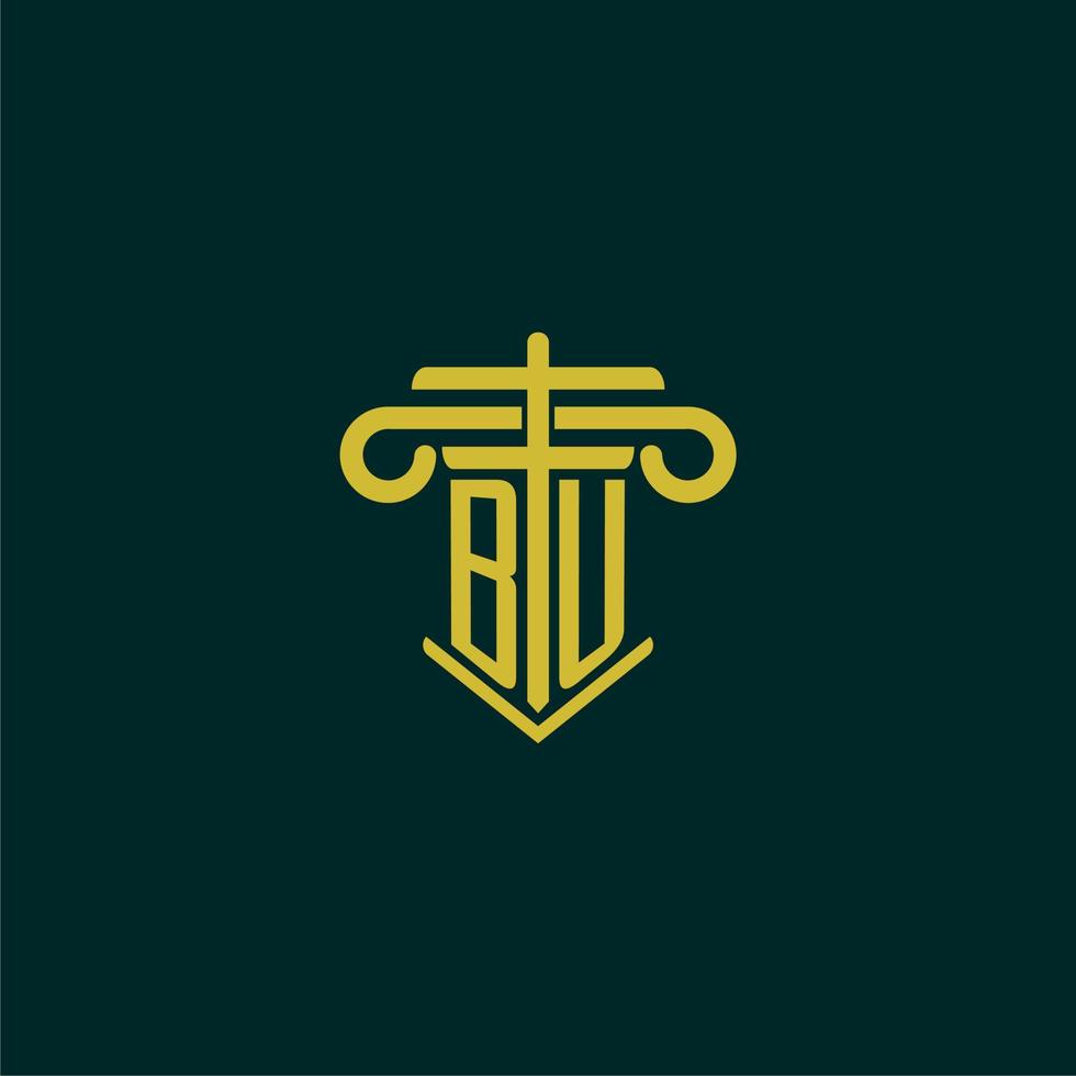 BU initial monogram logo design for law firm with pillar vector image