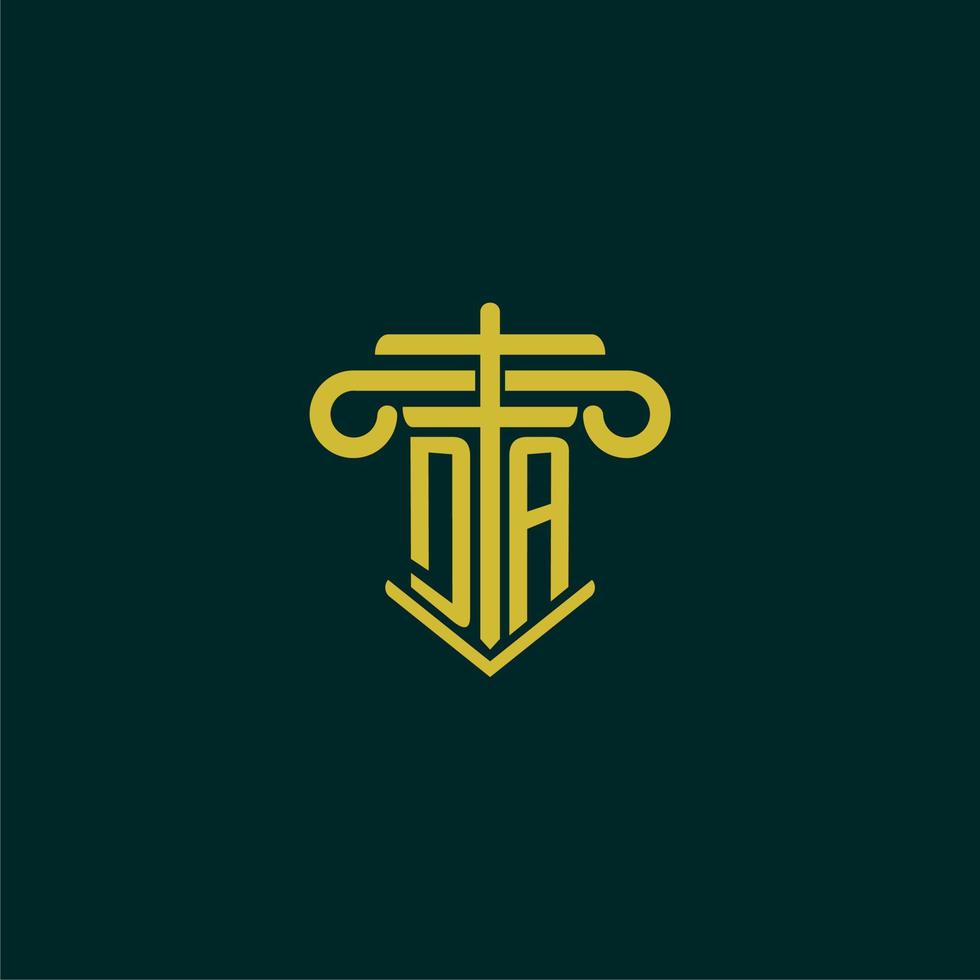 DA initial monogram logo design for law firm with pillar vector image