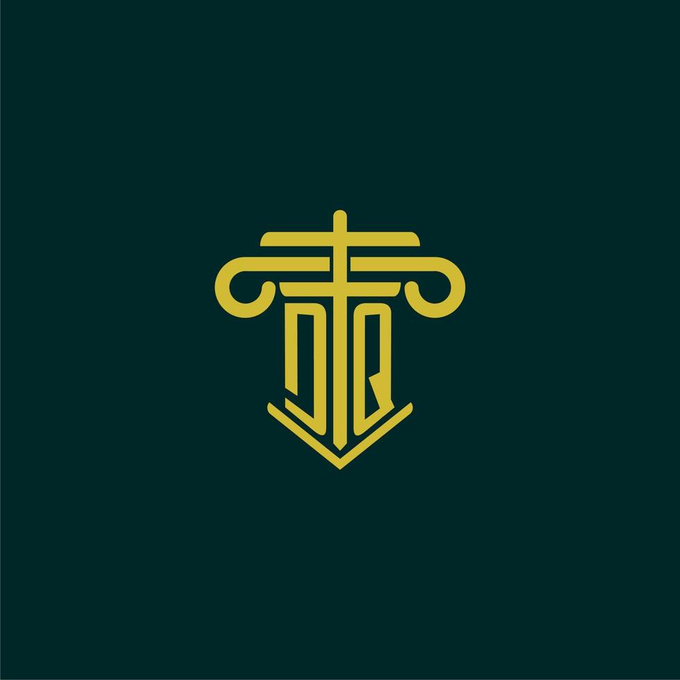 dq inicial monograma logo diseño para ley firma con pilar vector imagen