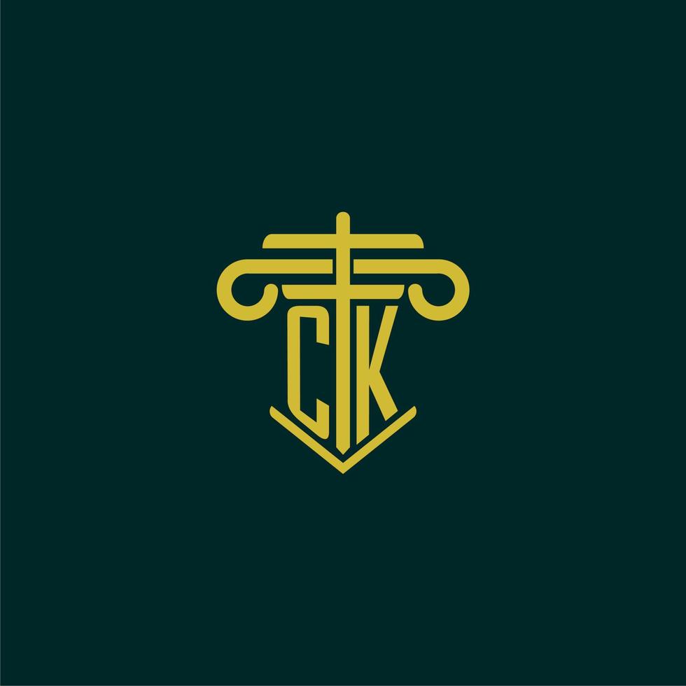 CK initial monogram logo design for law firm with pillar vector image