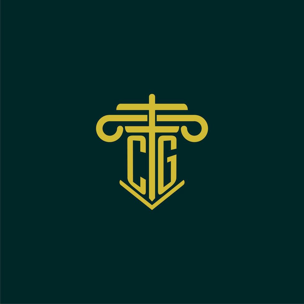 CG initial monogram logo design for law firm with pillar vector image