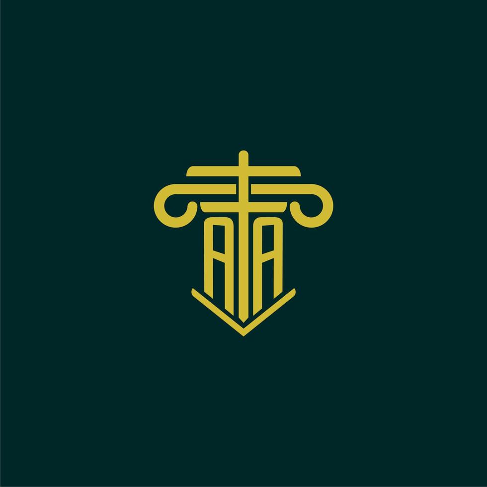 AA initial monogram logo design for law firm with pillar vector image