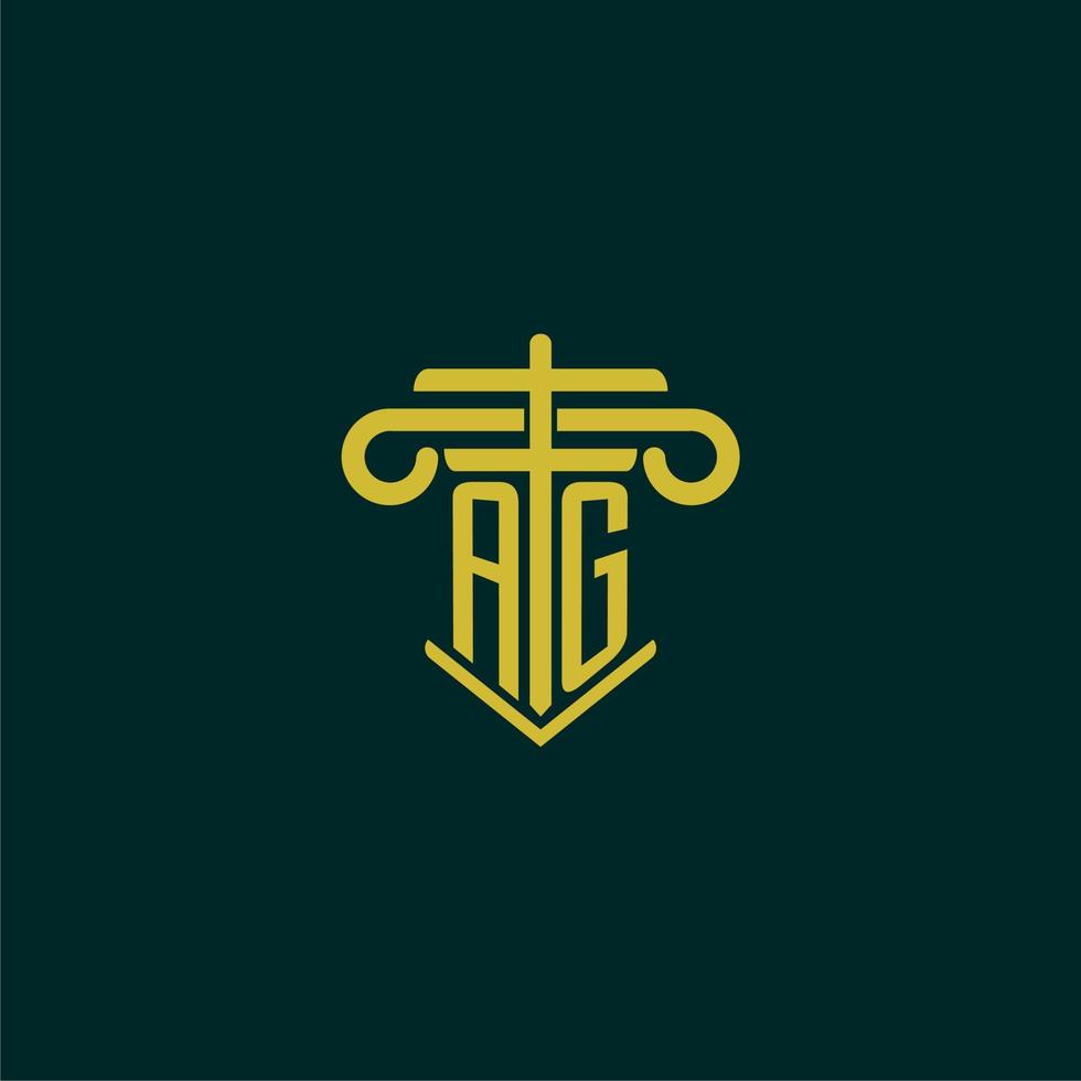 AG initial monogram logo design for law firm with pillar vector image