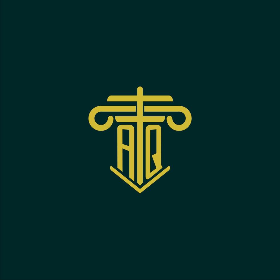 AQ initial monogram logo design for law firm with pillar vector image