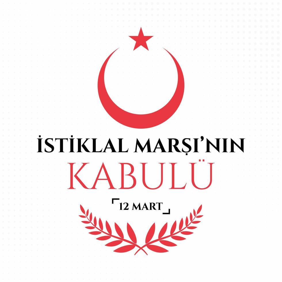 Istiklal marsi'nin kabulu, March 12, 1921. Translation Acceptance of the National Anthem and commemoration of Mehmet Akif Ersoy, March 12, 1921. Vector illustration