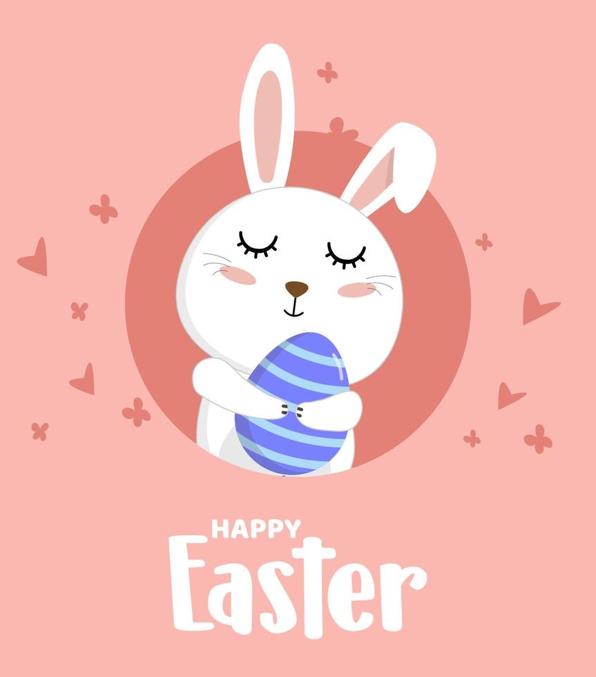 Happy Easter banners, greeting cards, posters, and holiday covers. Trendy design with typography, hand-painted plants, dots, eggs, and bunnies, in pastel colors. Modern art minimalist style. vector