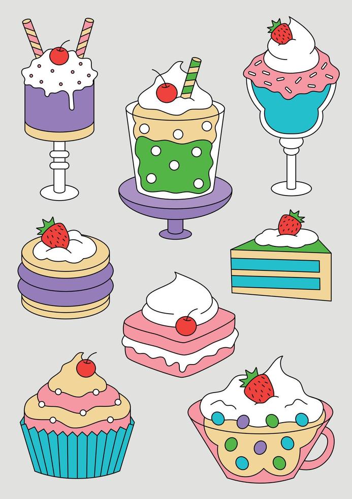Food desserts icon set vector