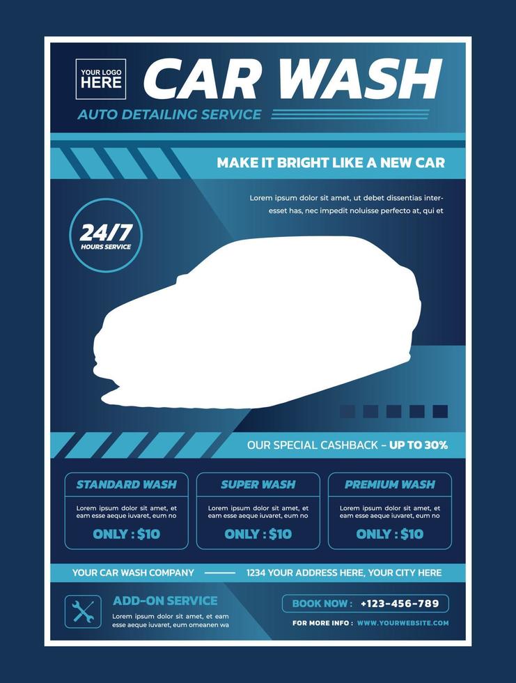 Modern car wash flyer template vector