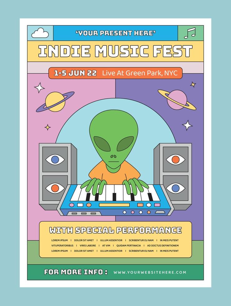 Indie music flyer template vector