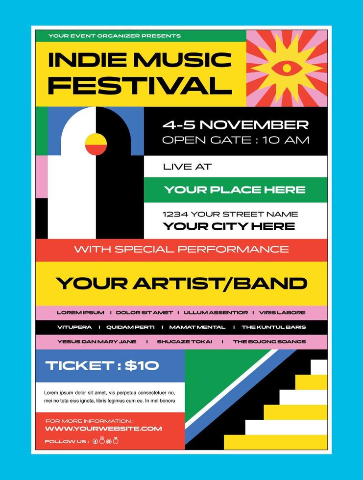 Music festival flyer template vector