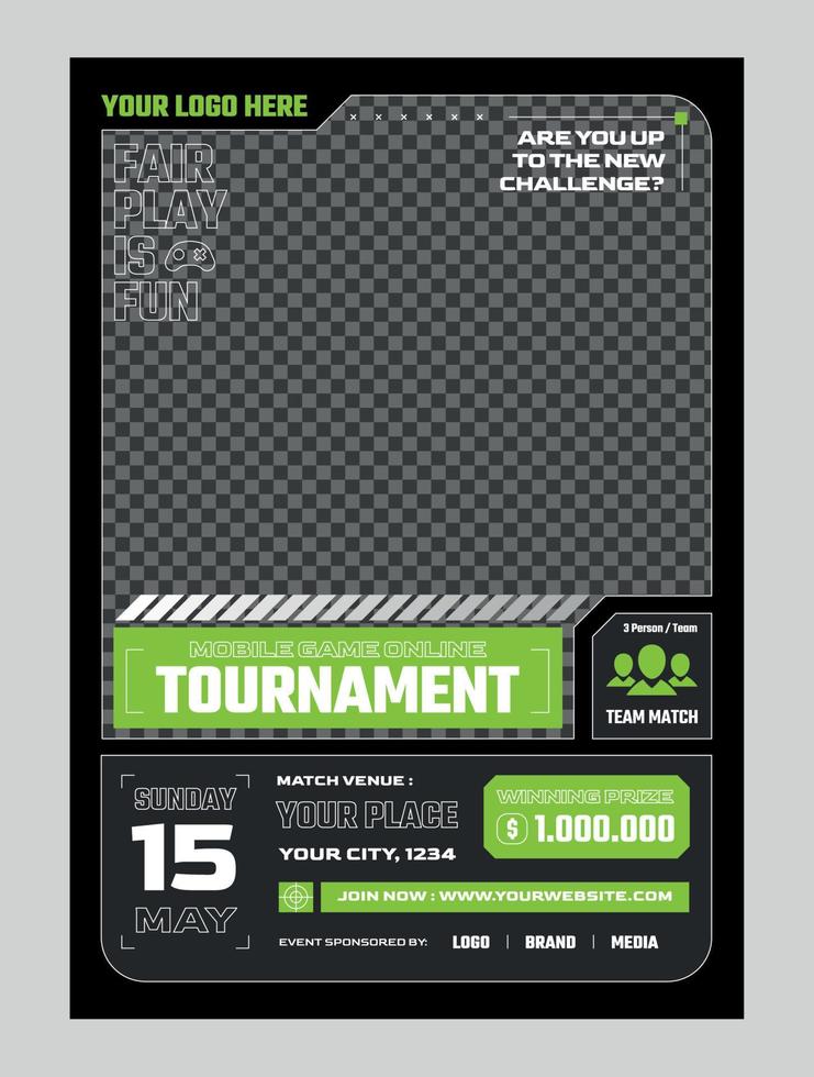 Esports game tournament flyer template vector